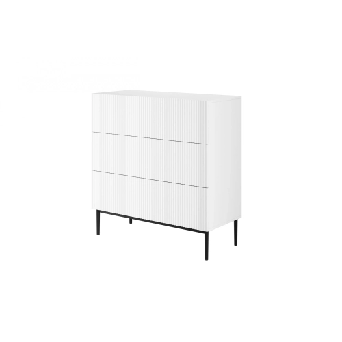 Komoda z szufladami Nicole 100 cm - biały mat / czarne nóżki
